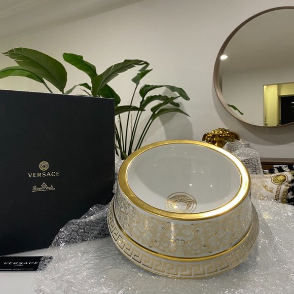 ⭐️ Rare⭐️ Two Authentic Versace Rosenthal Medusa Gala Dog Feeding Bowls. - Picture 1 of 4